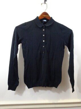 Malo 100% Cotton Polo Sweater Size 38 NEW Navy Blue Long Sleeve Classic